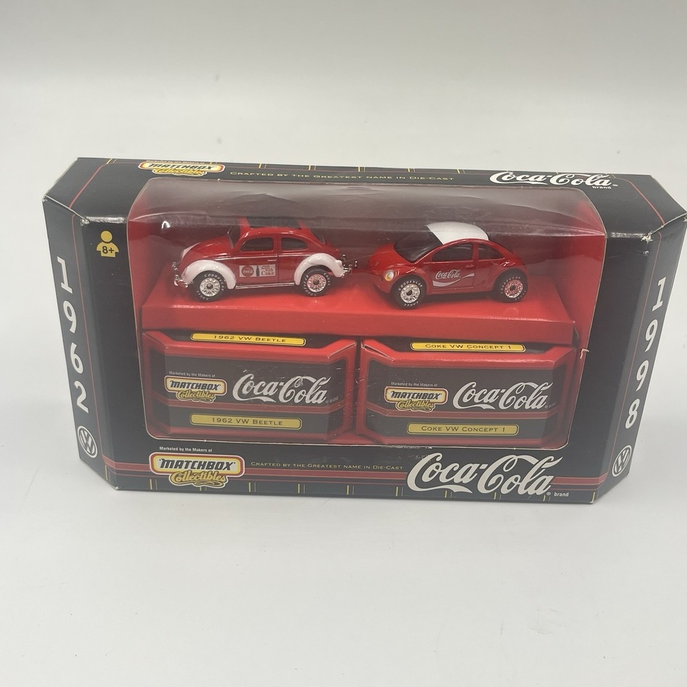 Matchbox 1:64 scale Coca-Cola series 1962 VW Beetle &‎ 1998 VW Concept 1